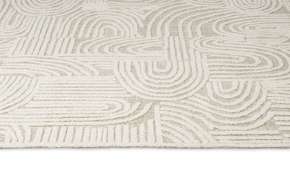 Aarini Ivory and Beige Modern Hand Tufted Wool Rug