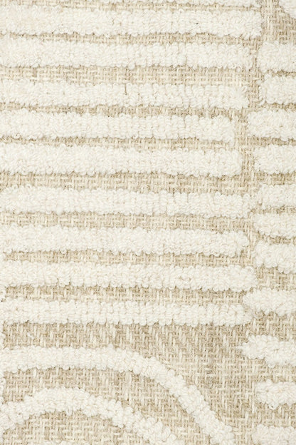 Aarini Ivory and Beige Modern Hand Tufted Wool Rug