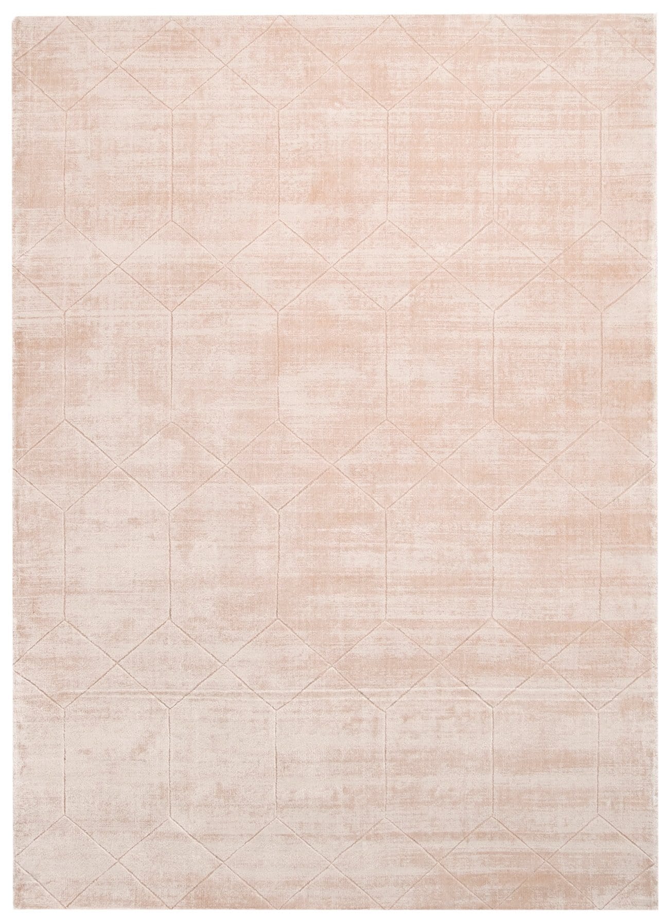 Angelina Carved Geometric Pattern Blush Handloom Viscose Rug