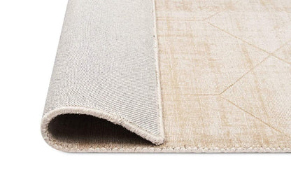 Emory Ivory Craved Geometric Pattern Ultrasoft Viscose Rug