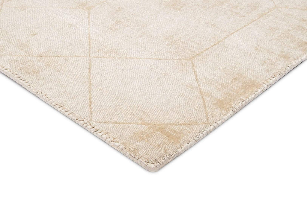 Emory Ivory Craved Geometric Pattern Ultrasoft Viscose Rug