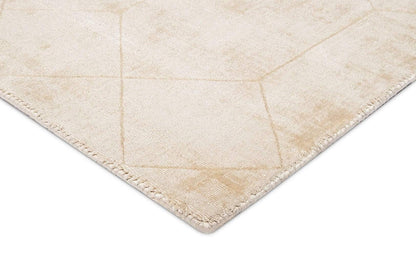 Emory Ivory Craved Geometric Pattern Ultrasoft Viscose Rug