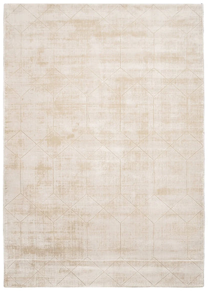 Emory Ivory Craved Geometric Pattern Ultrasoft Viscose Rug