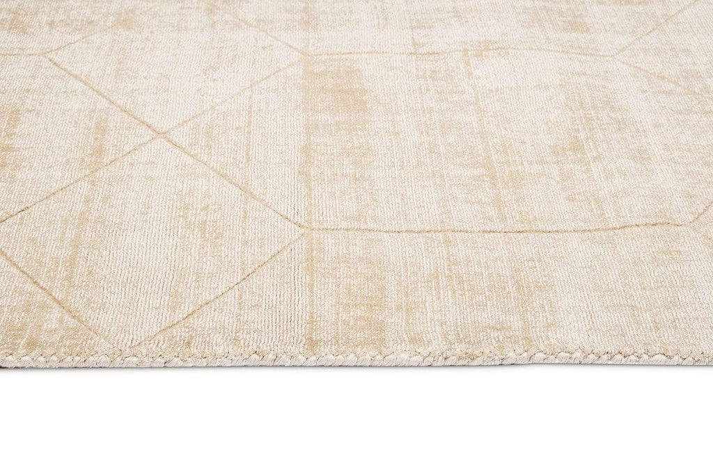 Emory Ivory Craved Geometric Pattern Ultrasoft Viscose Rug