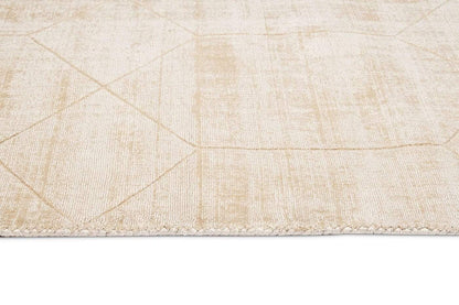 Emory Ivory Craved Geometric Pattern Ultrasoft Viscose Rug