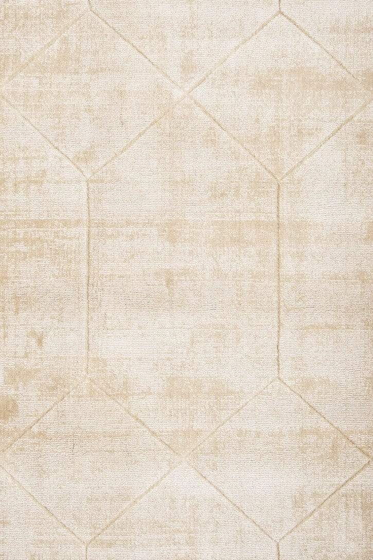 Emory Ivory Craved Geometric Pattern Ultrasoft Viscose Rug