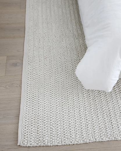 Elysia  Ivory Hand Knotted Recycled Polyester Ultra Soft Rug