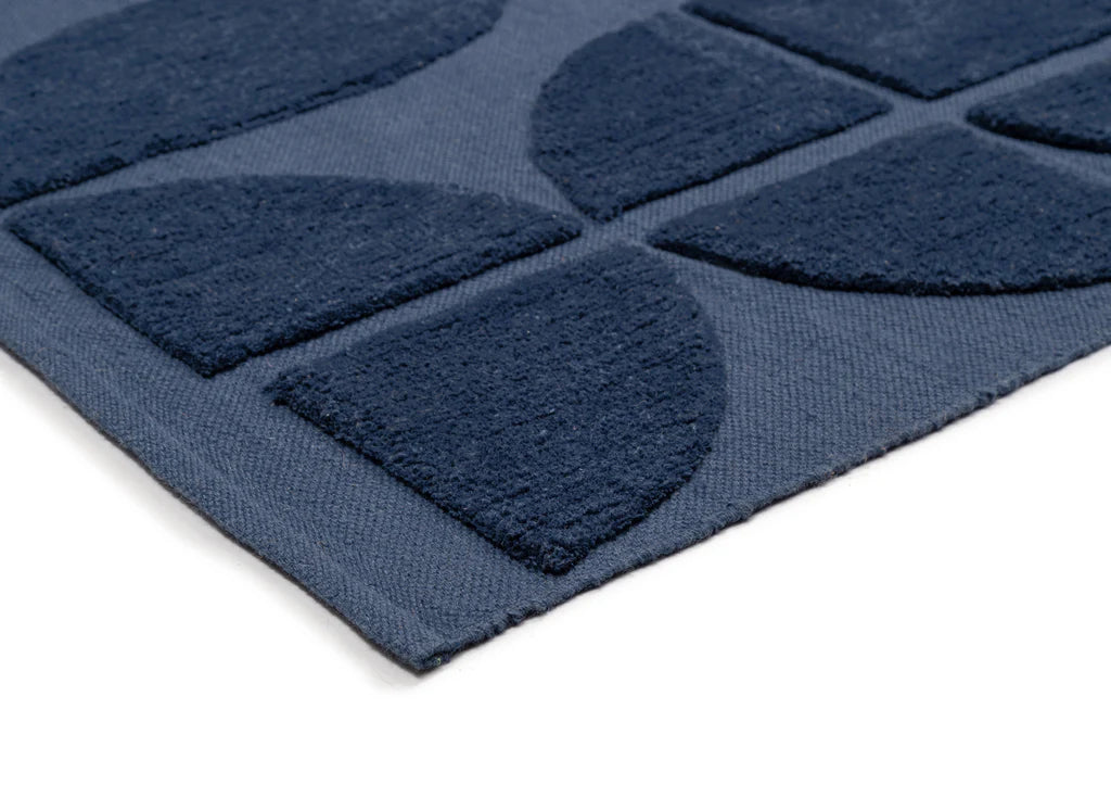 Azura Ocean Blue Hand Woven Machine Washable Wool Rug