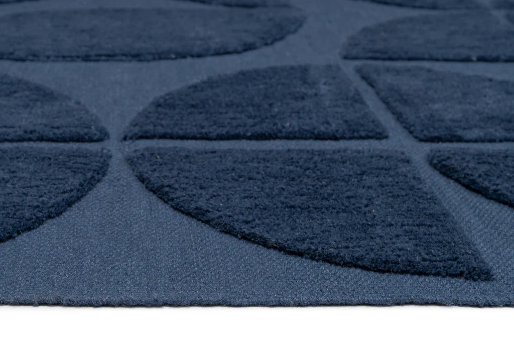 Azura Ocean Blue Hand Woven Machine Washable Wool Rug