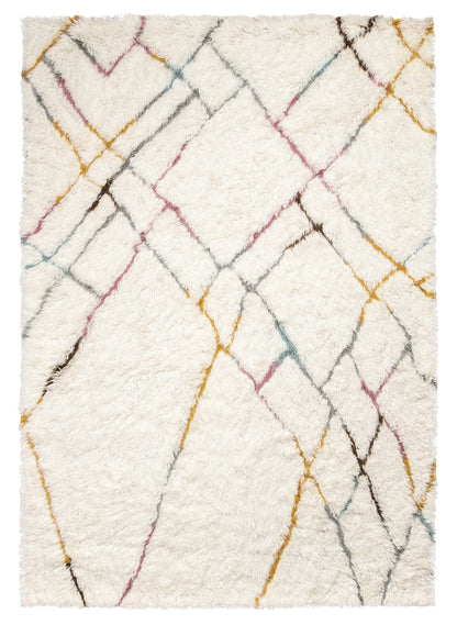 Alma Rug – Handcrafted  Shag with Multi-Colour Not Printed Abstract Tribal Design Wool Rug