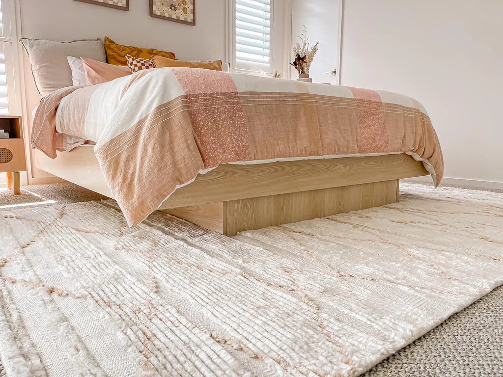 Ivora Handknotted Ivory and Mustard Brown Recycled Polyester Ultra Soft Rug