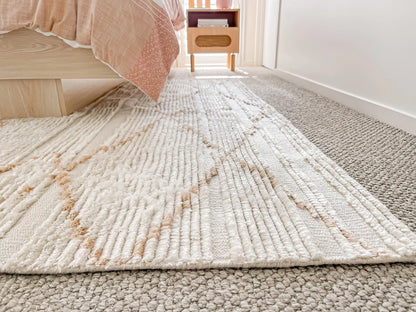 Ivora Handknotted Ivory and Mustard Brown Recycled Polyester Ultra Soft Rug
