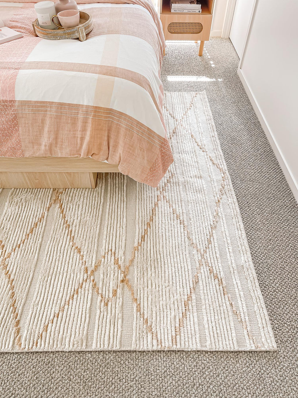 Ivora Handknotted Ivory and Mustard Brown Recycled Polyester Ultra Soft Rug
