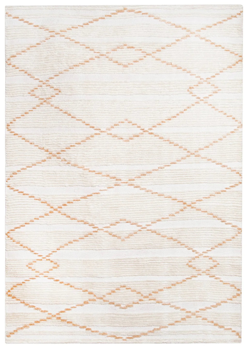 Ivora Handknotted Ivory and Mustard Brown Recycled Polyester Ultra Soft Rug