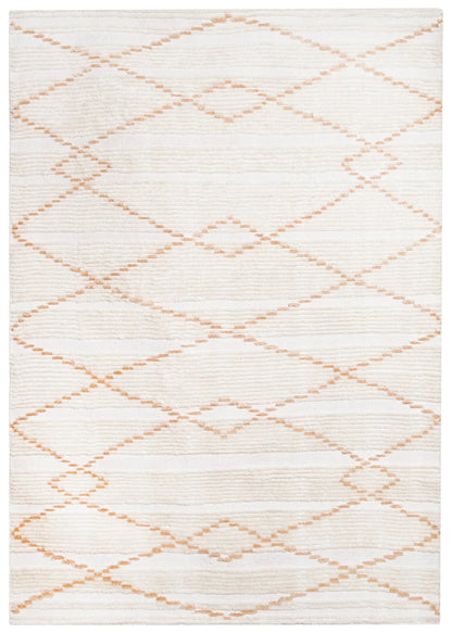 Ivora Handknotted Ivory and Mustard Brown Recycled Polyester Ultra Soft Rug