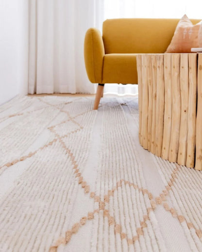 Ivora Handknotted Ivory and Mustard Brown Recycled Polyester Ultra Soft Rug