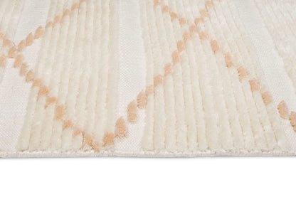 Ivora Handknotted Ivory and Mustard Brown Recycled Polyester Ultra Soft Rug