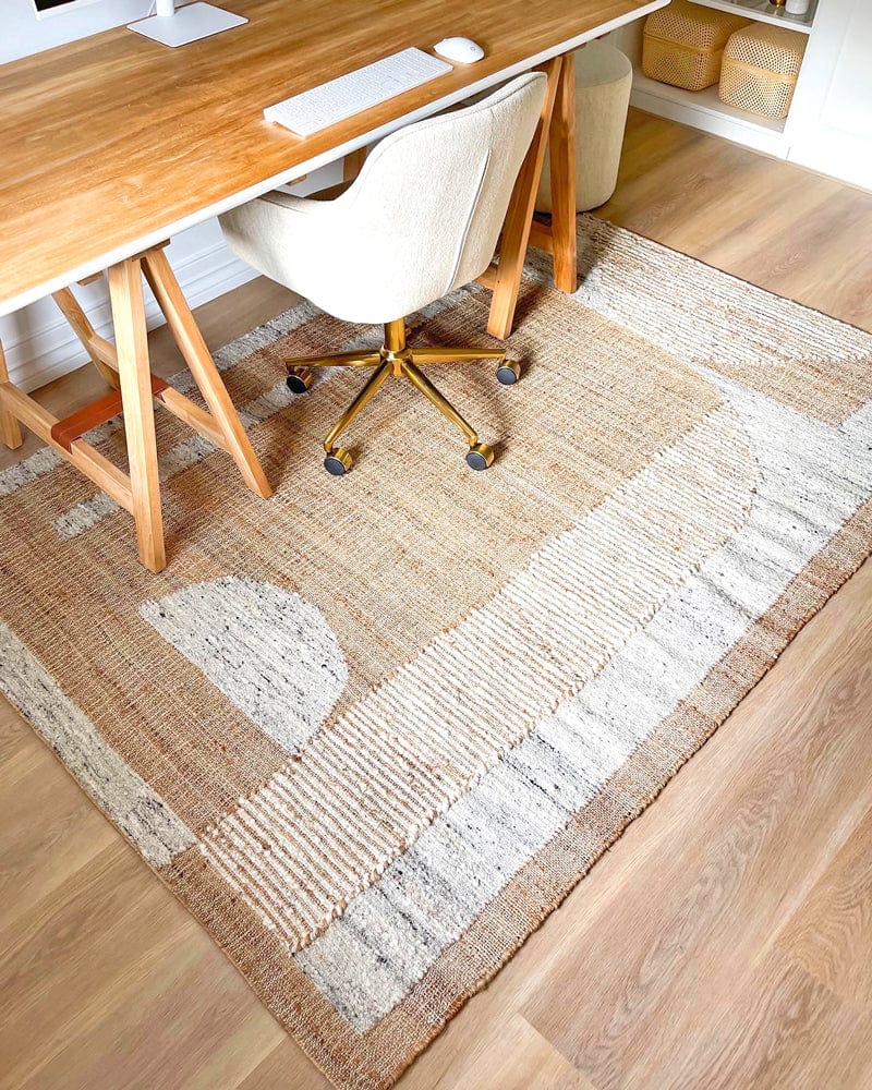 Leela – Handwoven Jute & Wool Geometric Flatweave Rug