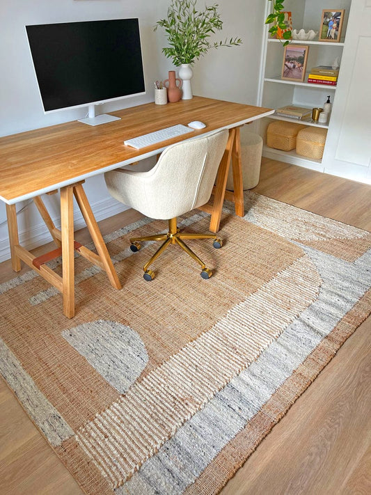 Leela – Handwoven Jute & Wool Geometric Flatweave Rug