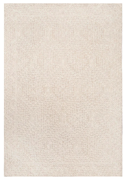 Eshana Ivory and Beige Modern Contemporary Handtufted Wool Rug