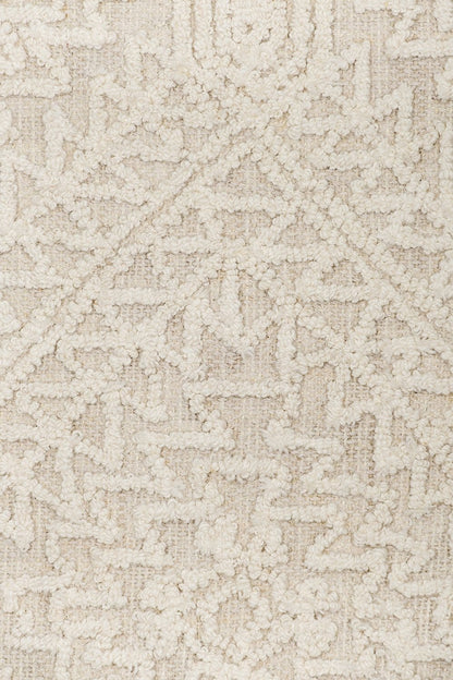 Eshana Ivory and Beige Modern Contemporary Handtufted Wool Rug