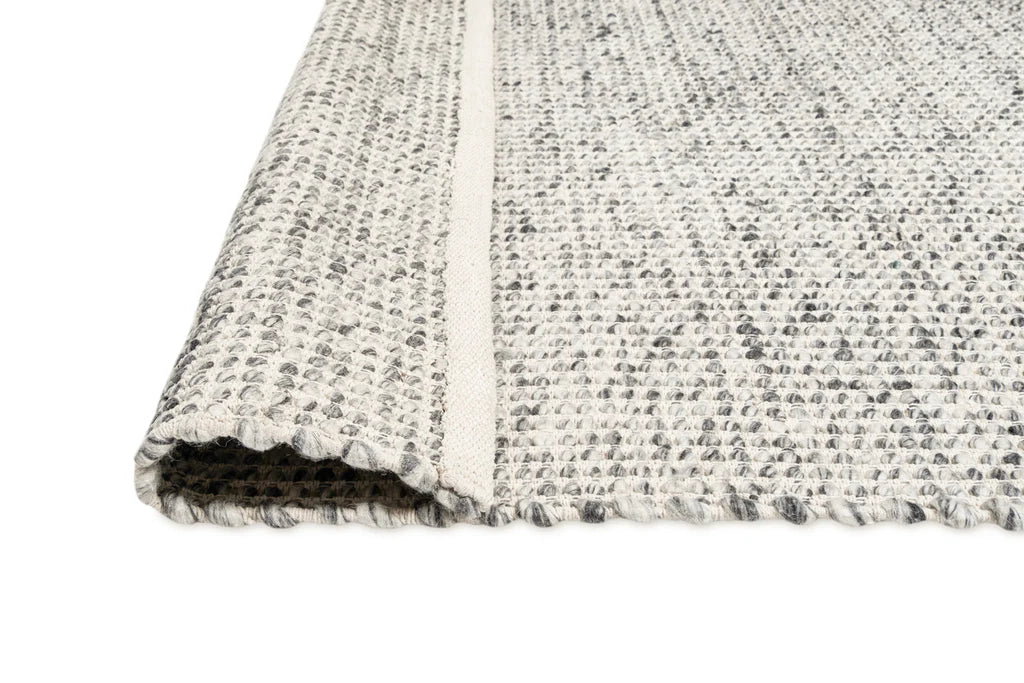 Aurelia Marbled Grey and Ivory Handwoven Wool and Viscose Blend Rug