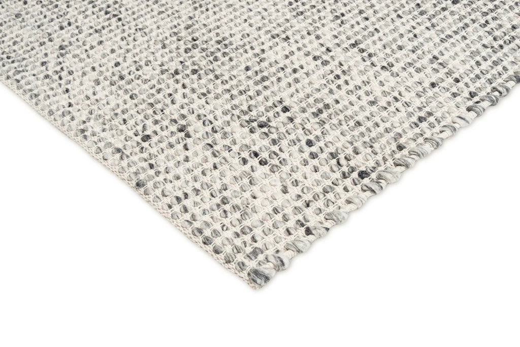 Aurelia Marbled Grey and Ivory Handwoven Wool and Viscose Blend Rug