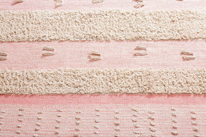 Veena Pink & Ivory Flatweave Cotton Handwoven Rug