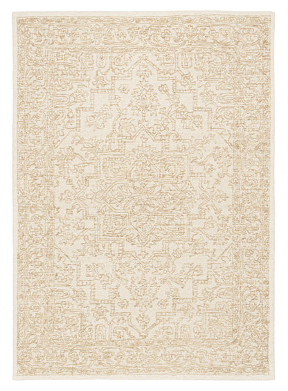 Samaira Ivory and Beige Handtufted Wool Rug